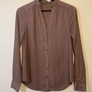 Smart set women’s button down blouse long sleeve XS red/navy/cream